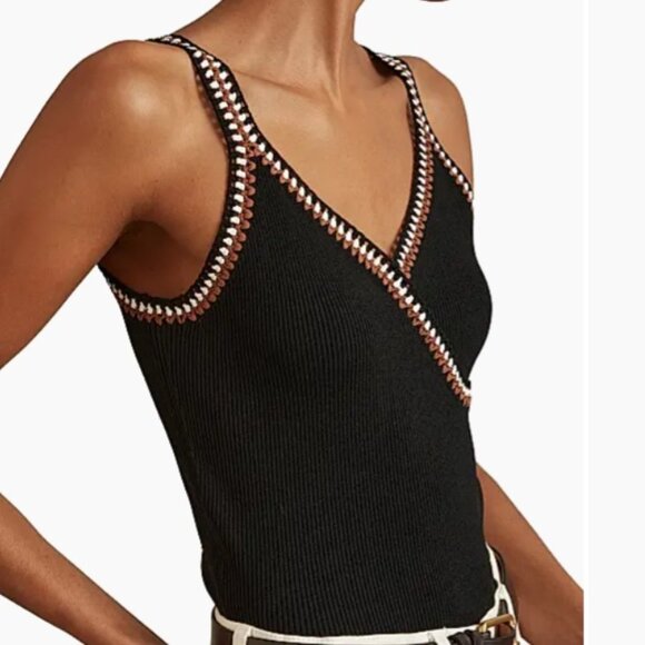 Reiss Tops - Reiss Kiki Surplice Tank - Camel and Black